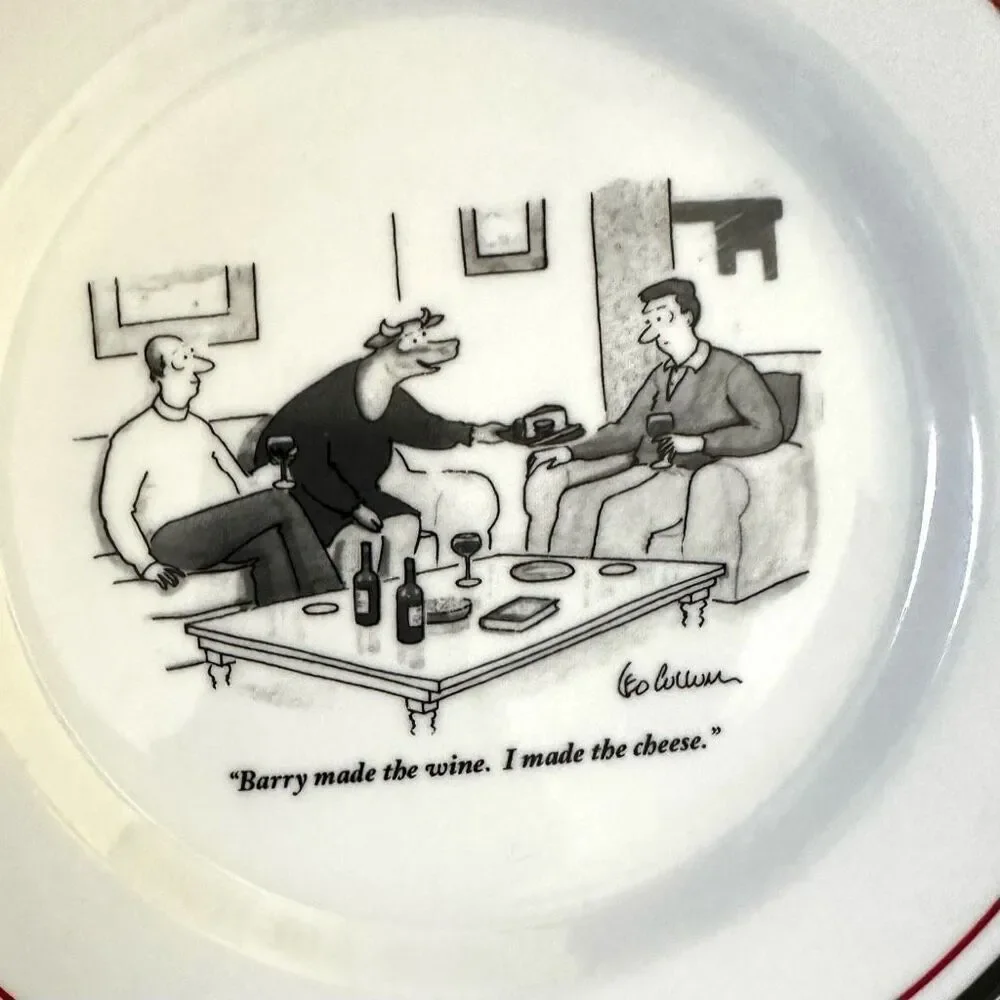 Vintage Restoration Hardware New Yorker Cartoons 8 Dessert Plates